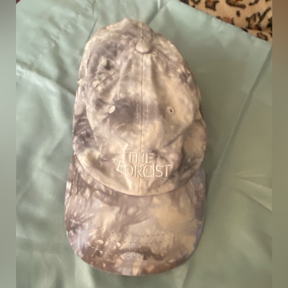 Hat Cap The Exorcist Movie Gray White Blue Tie Dye Womens Mens Unisex Adjustable